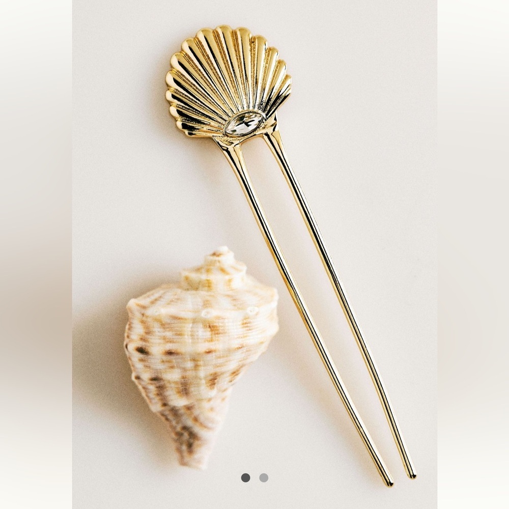 Anthropologie Ettika Scalloped Shell Hair Pin Pearl Jewel Claw Hair Bundle 4 - Picture 4 of 16